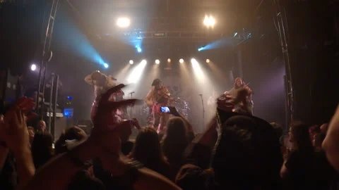 View of a large group of people enjoying a live concert performance in Vienna,  Stock Footage 213942147