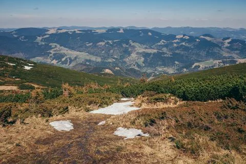 A view of a large mountain in the background Stock Photos