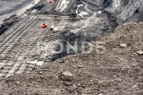View of a large quarry for the extraction of limestone and coal. Stock Photos