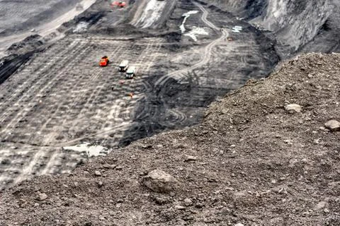 View of a large quarry for the extraction of limestone and coal. Stock Photos