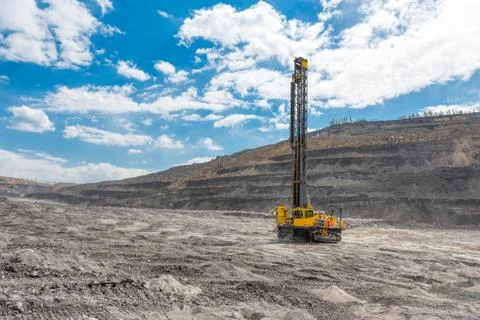 View of a large quarry for the extraction of limestone and coal. Stock Photos