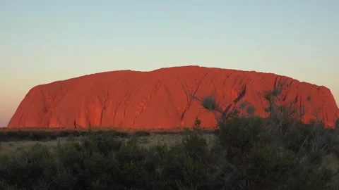 View of large red sandstone monolith Uluru also known as Ayers Rock, Australia Stock-Footage 278097692