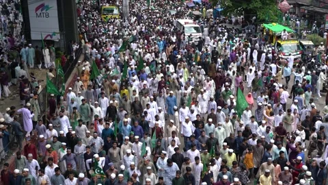 View of a large religious procession in the streets of Bangladesh. Stock Footage 343660250