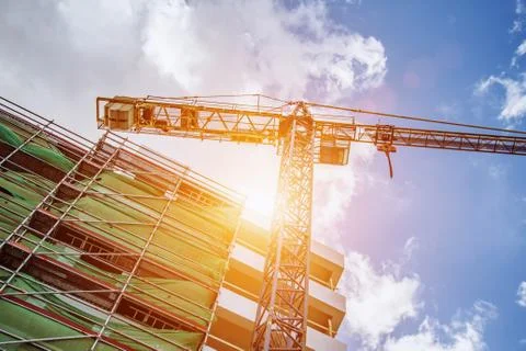 View large-scale construction of a residential complex with a view of constru Foto stock
