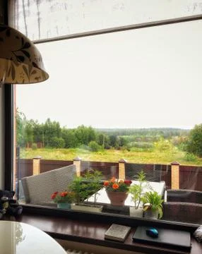 A view of a large window Stock Photos