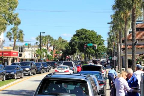View of las olas blvd, ft lauderdale Stock Photos