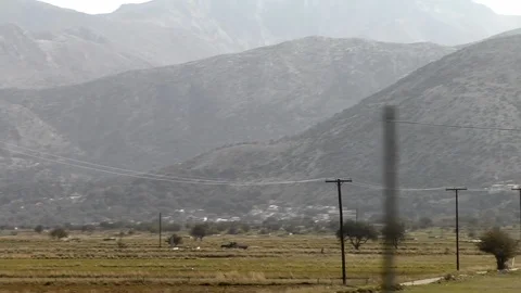 View of Lasithi Plateau through bus window Vídeo Stock 100541445