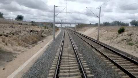 View of the last car of the train. high-speed train Stock-Footage 121987413