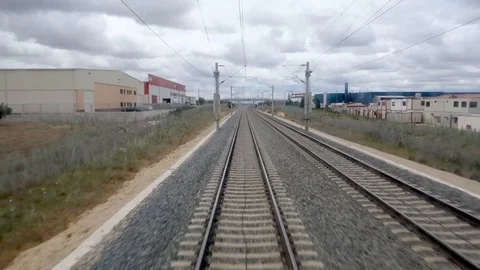 View of the last car of the train. high-speed train Stock-Footage 121987493