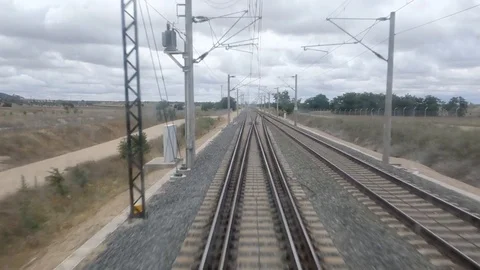 View of the last car of the train. high-speed train Stock-Footage 121987784