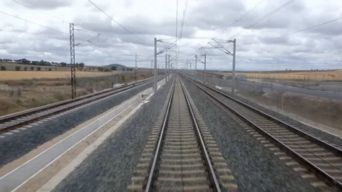 View of the last car of the train. high-speed train Stock-Footage 121987996