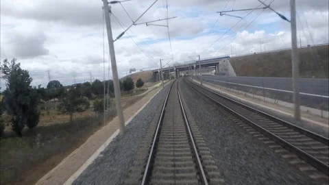 View of the last car of the train. high-speed train Stock-Footage 121988010