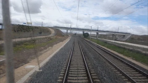View of the last car of the train. high-speed train Stock-Footage 121988021