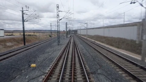 View of the last car of the train. high-speed train Stock-Footage 121988382