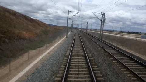 View of the last car of the train. high-speed train Stock-Footage 121988389