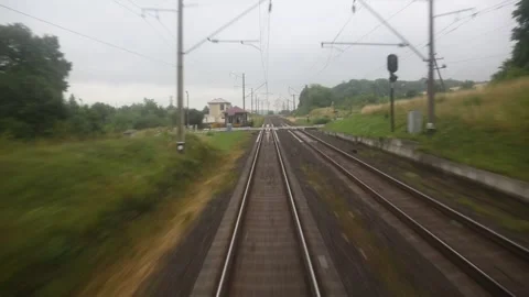 View from the last carriage of a moving train Video stock 314817795