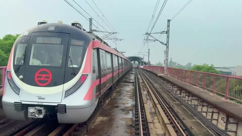 The view from the last coach of a driverless metro train Stock Footage 343196112
