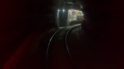 The view from the last coach of a driverless metro train Stock Footage 343197088