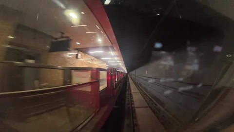 The view from the last coach of a driverless metro train Stock Footage 343197137