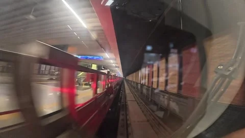 The view from the last coach of a driverless metro train Stock Footage 343198051