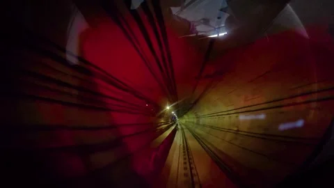 The view from the last coach of a driverless metro train Stock Footage 343198351
