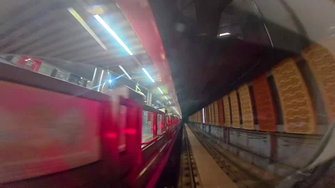 The view from the last coach of a driverless metro train Stock Footage 343198362
