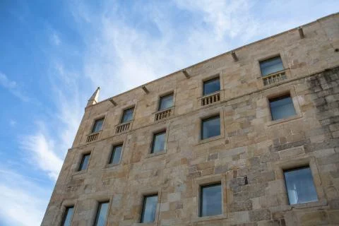 View at the lateral facade of the Grao Vasco Museum, Souto Moura restoration Stock Photos