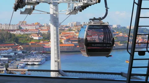 View of the launching pad of cable car in Porto Stock Footage 89192536