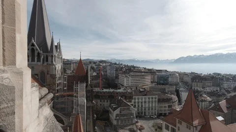 View from Lausanne Cathedral Stock Footage 130152382