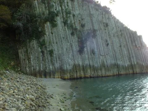 The view of lava columnar basalt Stock Photos