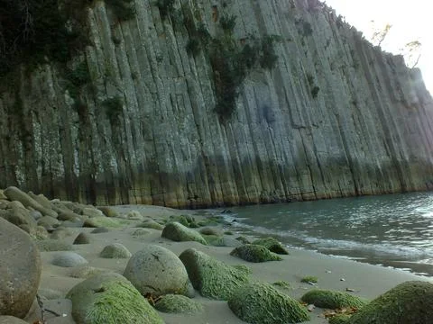 The view of lava columnar basalt 스톡 사진