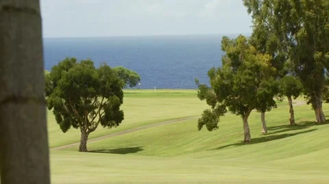 View of lawn in Wyndham Ka 'Eo Kai resort Stock Footage 54592513