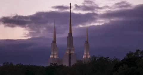 A view of the LDS Temple from I-495 Stock Footage 142244275