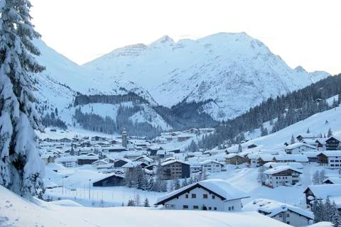 View of Lech, Austria at Winter Stock Photos