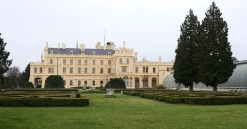 View of Lednice Castle in Czech Republic Stock Footage 57870280