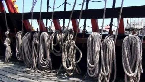 View from the left to the right on deck of the Batavia Stock Footage 84762036