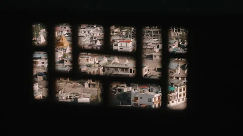 View of Leh Through Window Grid Stock Footage 309858603