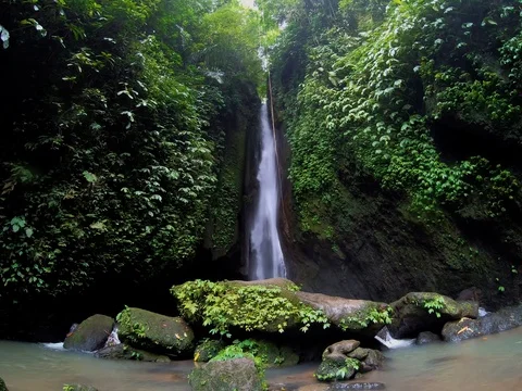View of Leke Leke Waterfall located in Tabanan, Bali Video stock 104102426