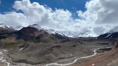 View of Lenin Peak, one of the highest peaks of Central Asia.  Stock Footage 252348638