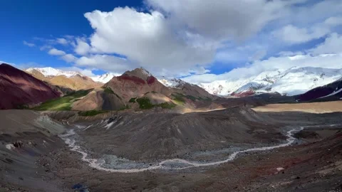 View of Lenin Peak, one of the highest peaks of Central Asia.  Stock Footage 254156415