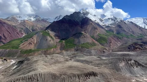 View of Lenin Peak, one of the highest peaks of Central Asia.  Stock Footage 254156991