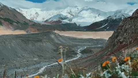 View of Lenin Peak, one of the highest peaks of Central Asia. Stock Footage 254490741