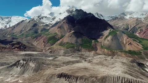 View of Lenin Peak, one of the highest peaks of Central Asia. Stock Footage 254491139
