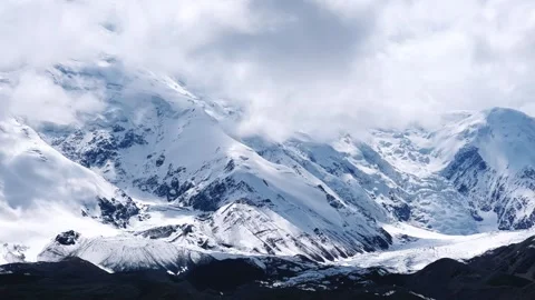 View of Lenin Peak, one of the highest peaks of Central Asia. Stock Footage 255754998