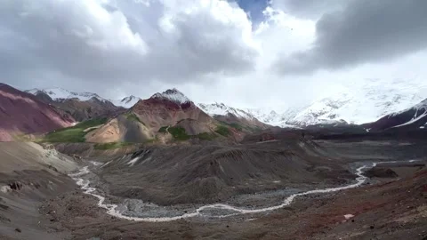 View of Lenin Peak, one of the highest peaks of Central Asia.  Stock Footage 256627225