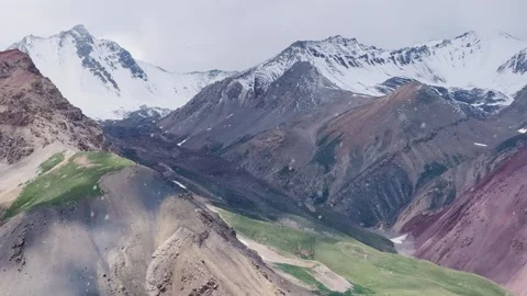 View of Lenin Peak, one of the highest peaks of Central Asia.  Stock Footage 257071844