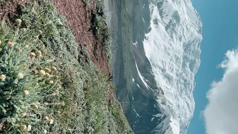View of Lenin Peak, one of the highest peaks of Central Asia. Stock Footage 260054914