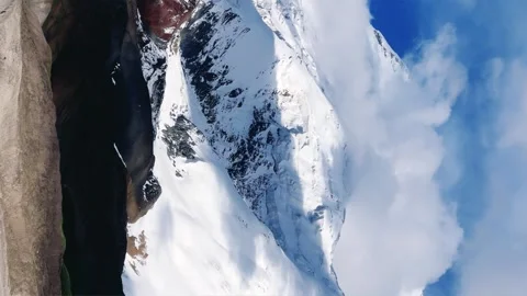 View of Lenin Peak, one of the highest peaks of Central Asia.  Stock Footage 261374804