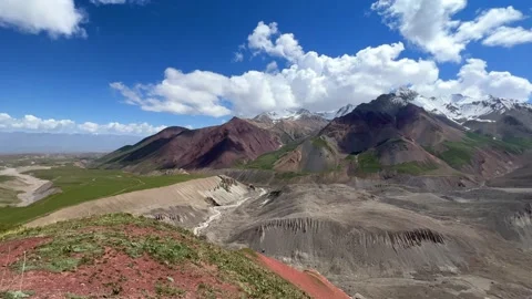 View of Lenin Peak, one of the highest peaks of Central Asia. Stock Footage 268753886