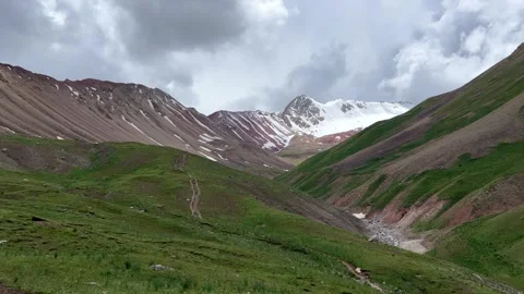 View of Lenin Peak, one of the highest peaks of Central Asia. Stock Footage 268754269